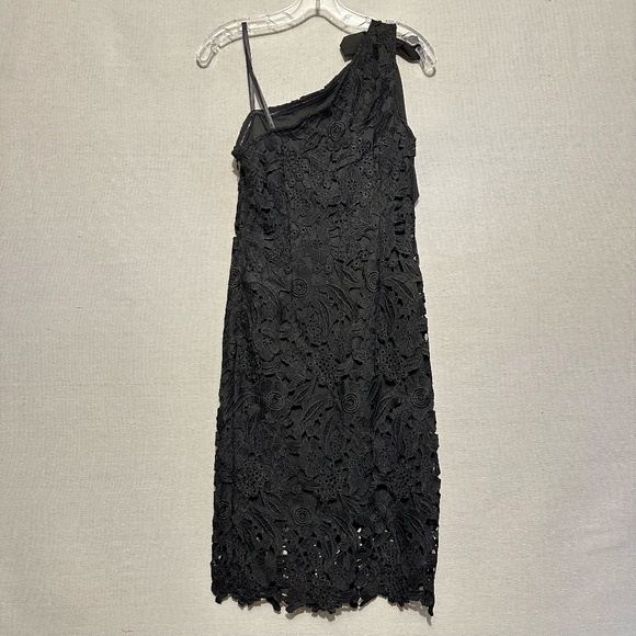 NWT Adrianna Papell Lace Bow-Trim One Shoulder Midi Dress - size 2 - Picture 5 of 7